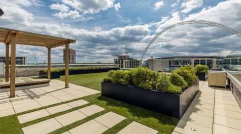 The Landsby rooftop terrace in Wembley Park, North West London