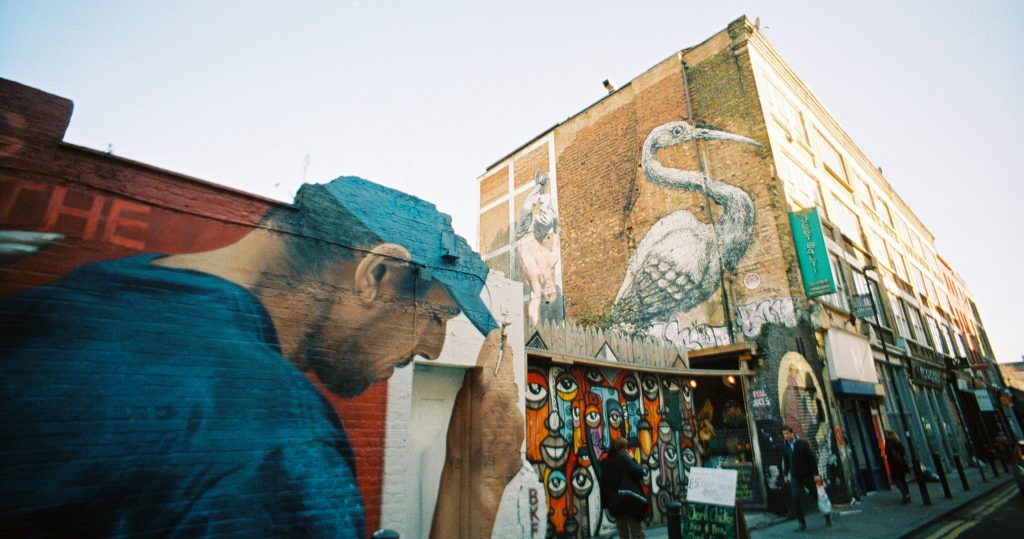 Brick lane street art in the E1 London postcode